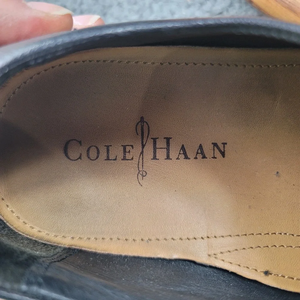 Cole Haan Beckett Shoes Black Leather Mens Sz 9 M Split Toe Oxfords Dress C06399